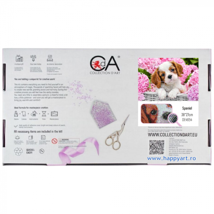 Kit goblen cu diamante, fara sasiu, Cocker spaniel, 38X27 cm, diamante patrate, 32 culori, nivel avansat, DE4654 [5]
