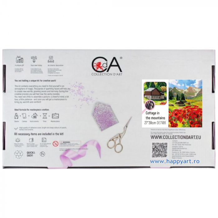 Kit goblen cu diamante, fara sasiu, Cabana la munte, 27X38 cm, diamante patrate, 56 culori, nivel avansat, DE7108 [4]