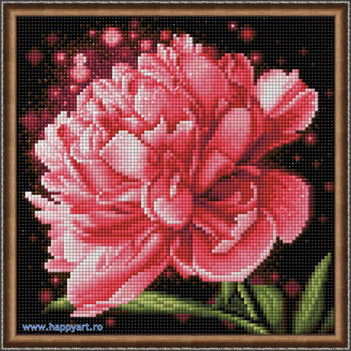 Kit goblen cu diamante, fara sasiu, Bujor, 25X25 cm, diamante patrate, 25 culori, nivel mediu, AM1784 [2]