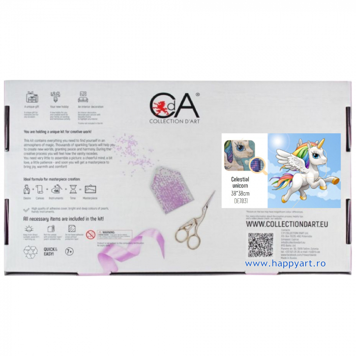 Kit goblen cu diamante, fara sasiu, Unicorn pe cer, 38X38 cm, diamante patrate, 36 culori, nivel avansat, DE7031 [4]