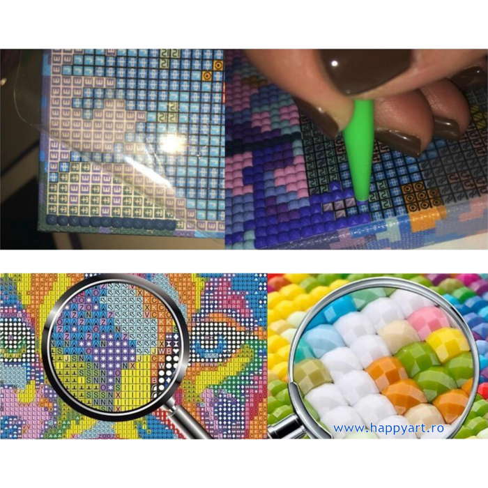 Kit goblen cu diamante Turnul Eiffel printre flori, cu sasiu, 40X50 cm, 31 culori [5]