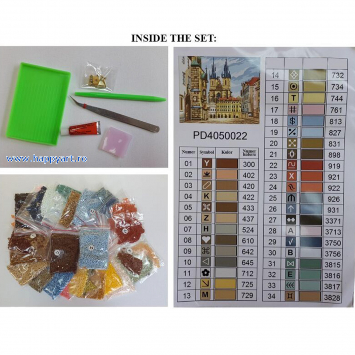 Kit goblen cu diamante Apus peste Paris, cu sasiu, 40X50 cm, 35 culori [4]