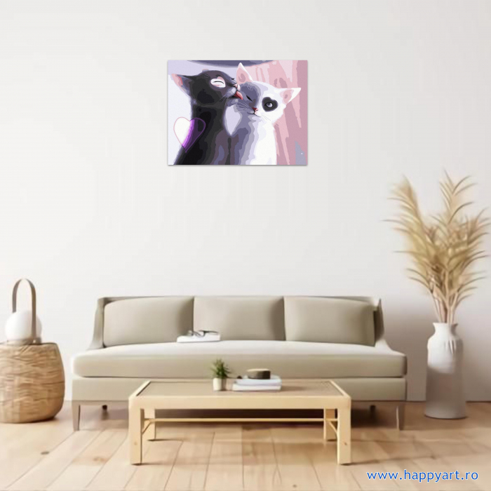 Kit pictura pe numere Pisicute Yin Yang, cu sasiu, 30x40 cm, 20 culori, PC3040135 [2]