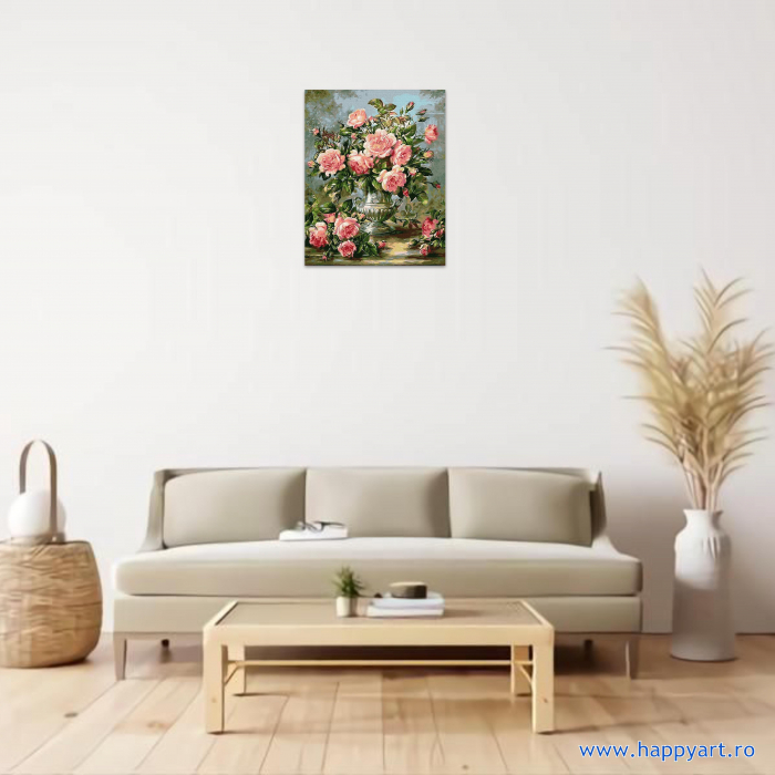 Kit pictura pe numere Buchet de trandafiri, cu sasiu, 40X50 cm, 23 culori [2]