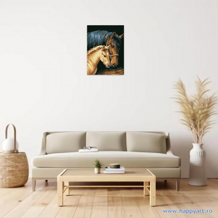 Kit pictura pe numere Grija materna, cu sasiu, 30x40 cm, 16 culori [2]