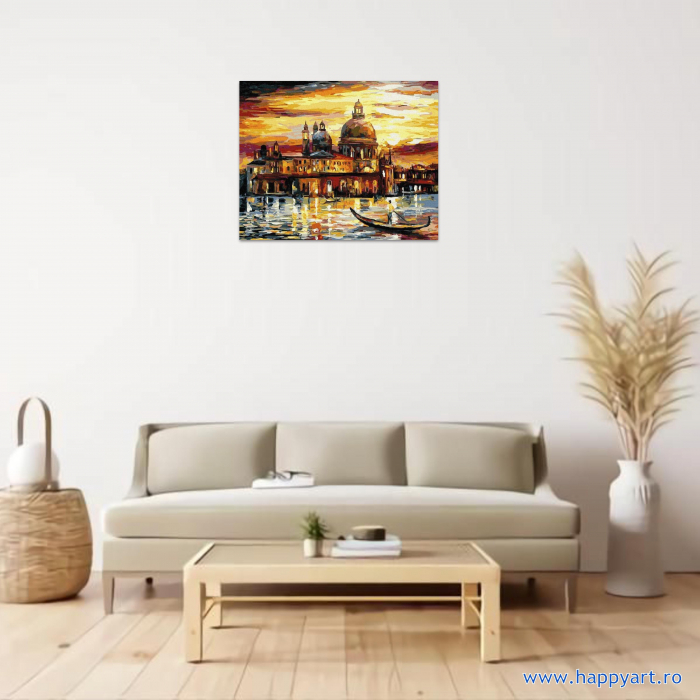 Kit pictura pe numere Cerul auriu al Venetiei, cu sasiu, 40X50 cm, 26 culori [2]