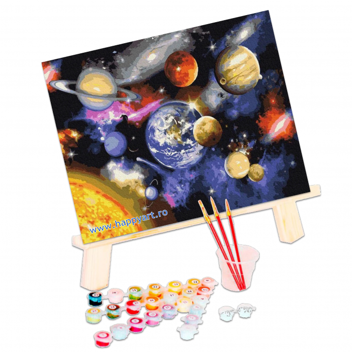 Kit pictura pe numere, Parada planetelor, cu sasiu, 50x65 cm, 28 culori [3]