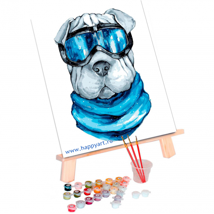 Kit pictura pe numere, cu sasiu, Sharpei, 30X40 cm, 24 culori, nivel avansat, ME1110 [2]