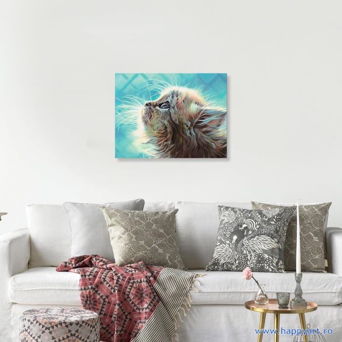 Kit pictura pe numere, cu sasiu, Pisoi visator, 40X50 cm, 24 culori, nivel avansat, MG2074 [3]