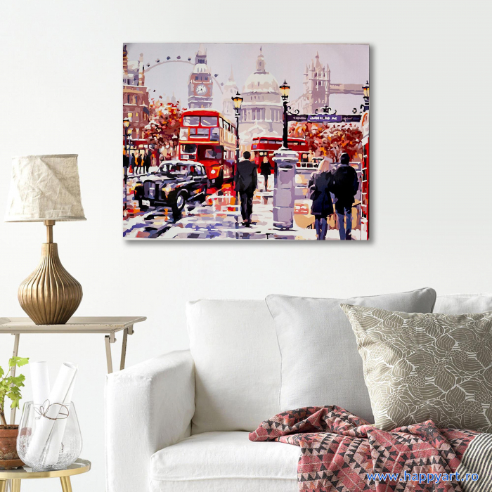 Kit pictura pe numere, cu sasiu, London street, 40X50 cm, 28 culori, nivel avansat, MG2204 [3]