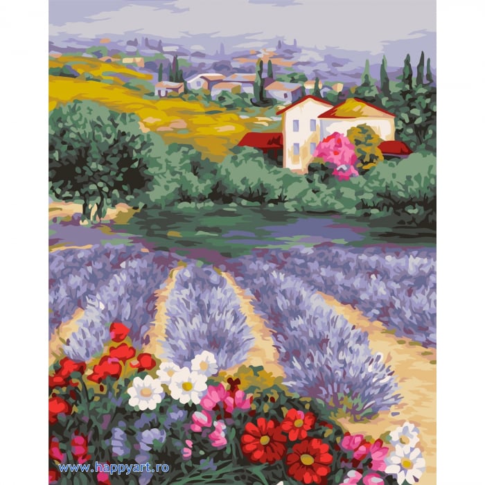 Kit pictura pe numere, cu sasiu, Lavanda de Provence, 40X50 cm, 24 culori, nivel mediu, A142 [1]
