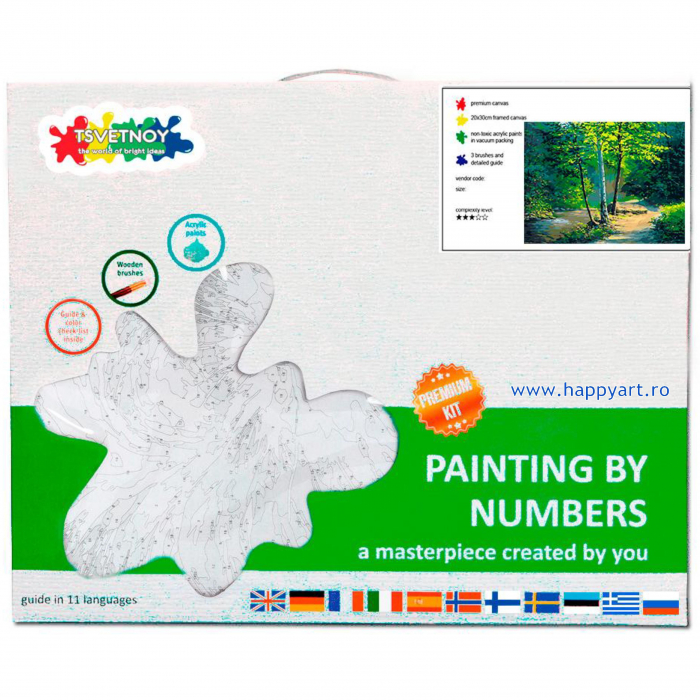 Kit pictura pe numere, cu sasiu, Mesteceni, 40X50 cm, 25 culori, nivel avansat, MG2170 [4]