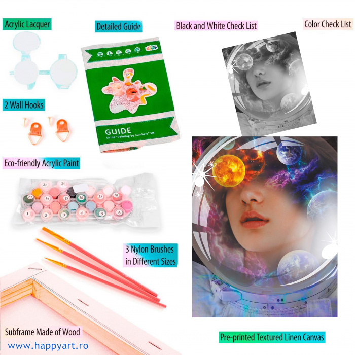 Kit pictura pe numere, cu sasiu, Dream of universe, 40X50 cm, 30 culori, nivel avansat, MG2433 [5]
