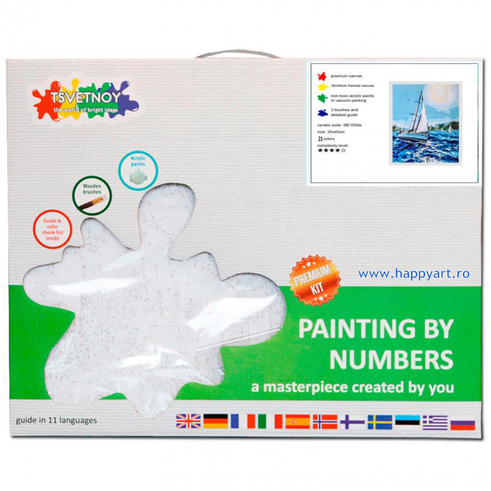 Kit pictura pe numere, cu sasiu, Panzele albe, 40X50 cm, 21 culori, nivel avansat, MG2085 [5]
