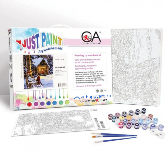 Kit pictura pe numere, cu sasiu, Lup polar, 40X50 cm, 18 culori, nivel mediu, H150 [4]