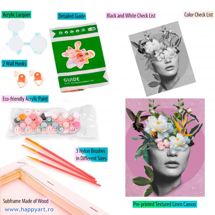 Kit pictura pe numere, cu sasiu, Flower dream, 40X50 cm, 30 culori, nivel avansat, MG2421 [4]