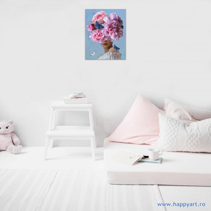 Kit pictura pe numere, cu sasiu, Flower dream in pink, 40X50 cm, 29 culori, nivel avansat, MG2427 [3]