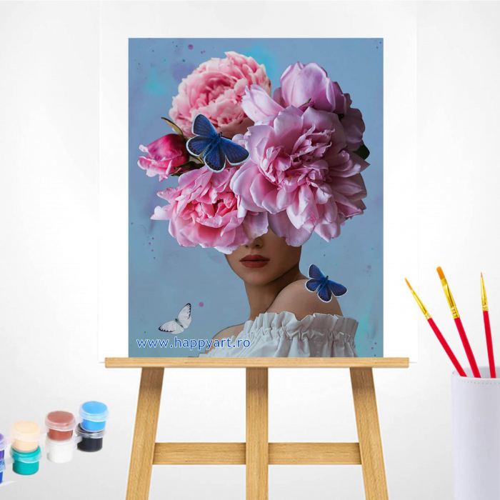 Kit pictura pe numere, cu sasiu, Flower dream in pink, 40X50 cm, 29 culori, nivel avansat, MG2427 [2]