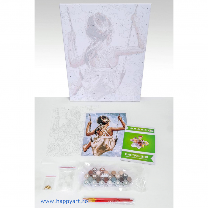 Kit pictura pe numere, cu sasiu, In leagan, 40X50 cm, 30 culori, nivel avansat, MG2106 [7]