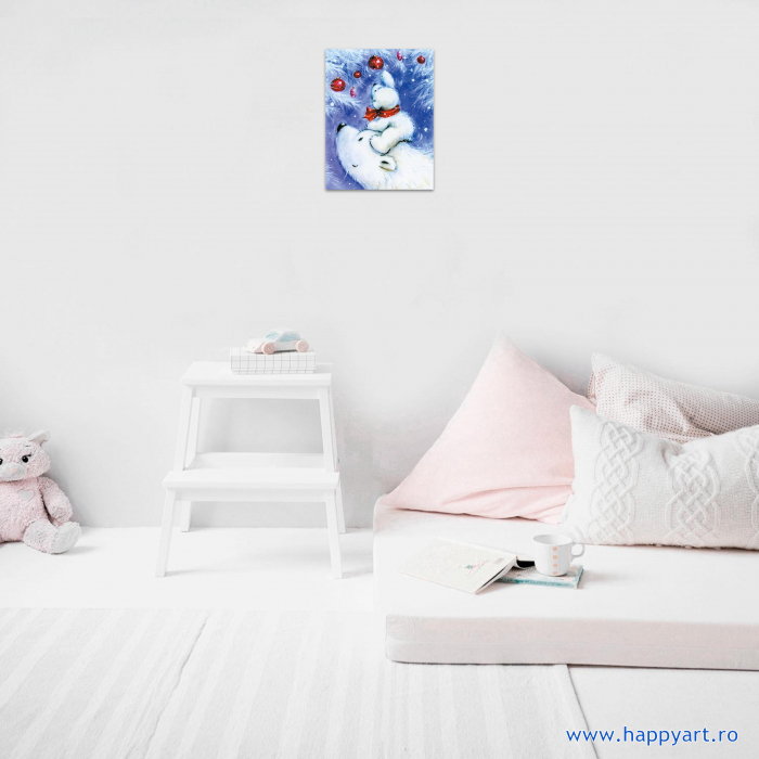 Kit pictura pe numere, cu sasiu, Happy polar bear family, 30X40 cm, 24 culori, nivel avansat, ME1141 [4]