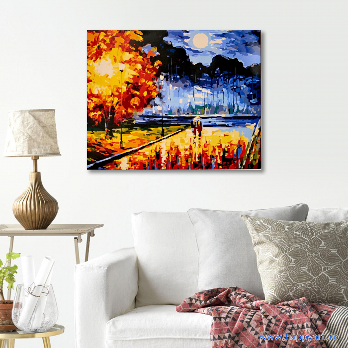 Kit pictura pe numere, cu sasiu, Dispozitie de toamna, 40X50 cm, 24 culori, nivel avansat, MG2165 [3]