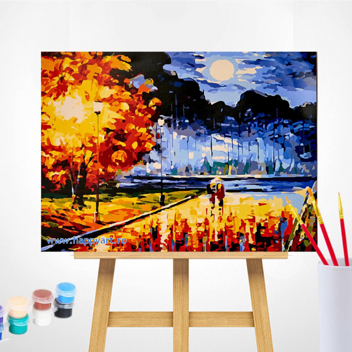 Kit pictura pe numere, cu sasiu, Dispozitie de toamna, 40X50 cm, 24 culori, nivel avansat, MG2165 [2]