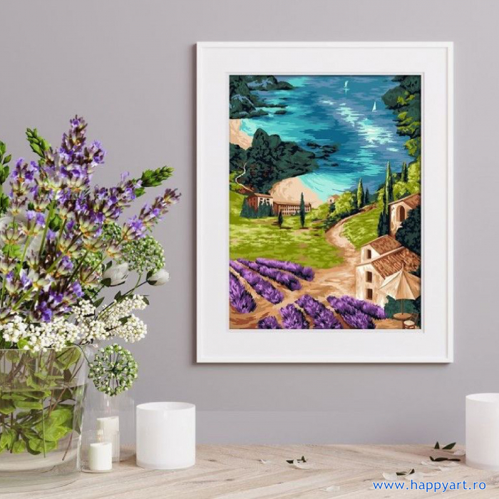 Kit pictura pe numere, cu sasiu, Dealuri cu lavanda, 40X50 cm, 24 culori, nivel mediu, A152 [2]