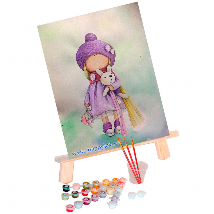 Kit pictura pe numere, cu sasiu, Papusa Betty, 30X40 cm, 24 culori, nivel avansat, ME1104 [2]