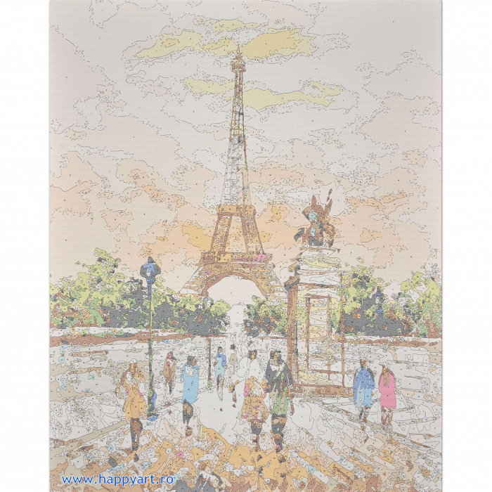 Kit pictura pe numere, cu sasiu, Turnul Eiffel, 40X50 cm, 24 culori, nivel avansat, MG2405 [6]