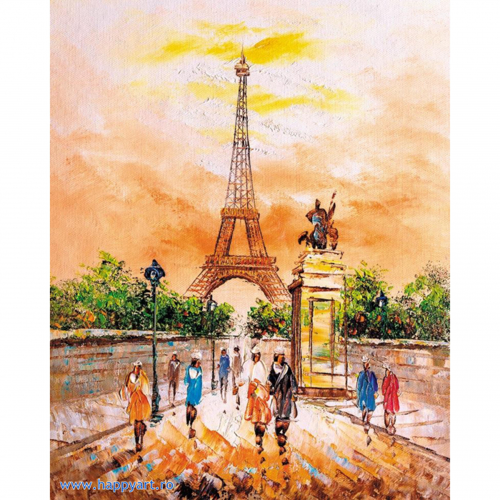 Kit pictura pe numere, cu sasiu, Turnul Eiffel, 40X50 cm, 24 culori, nivel avansat, MG2405 [1]