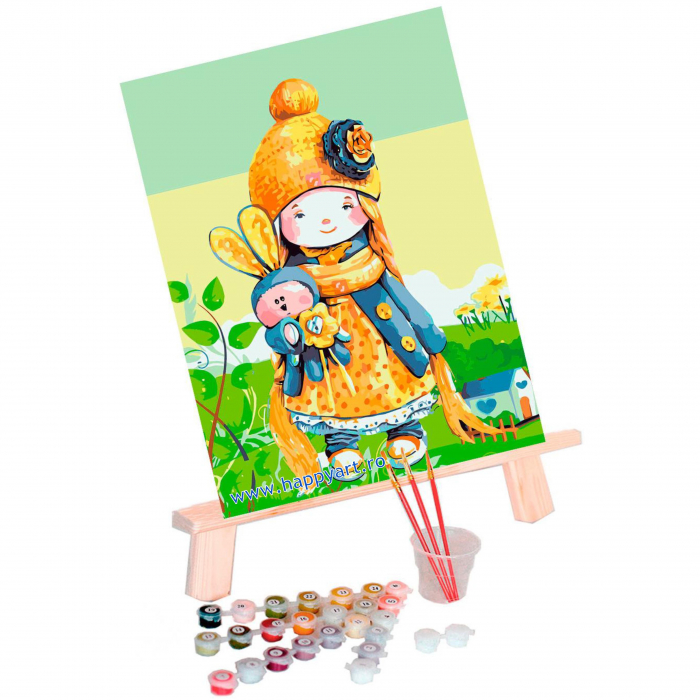 Kit pictura pe numere, cu sasiu, Baby doll, 30X40 cm, 24 culori, nivel avansat, ME1107 [2]