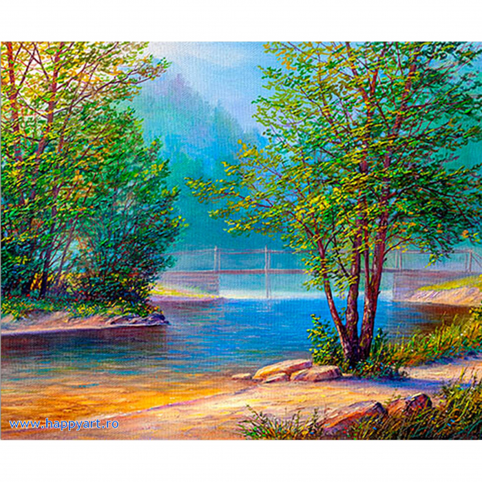 Kit pictura pe numere, cu sasiu, Peisajul lacului, 40X50 cm, 30 culori, nivel avansat, MG2151 [1]