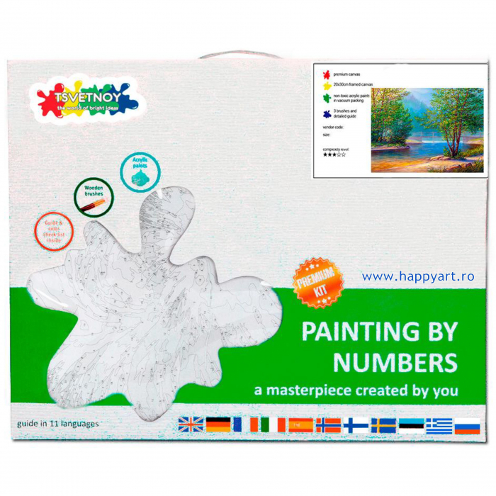Kit pictura pe numere, cu sasiu, Peisajul lacului, 40X50 cm, 30 culori, nivel avansat, MG2151 [5]