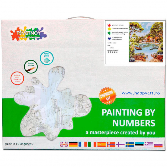 Kit pictura pe numere, cu sasiu, Golful fericirii, 40X50 cm, 24 culori, nivel avansat, MG2098 [4]