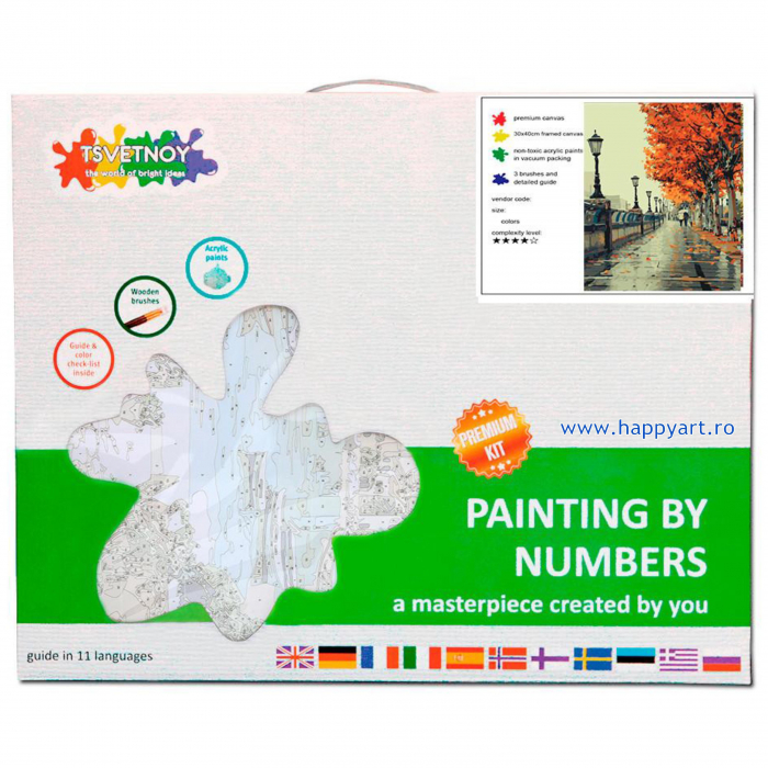 Kit pictura pe numere, cu sasiu, Toamna, 40X50 cm, 22 culori, nivel avansat, MG539 [4]
