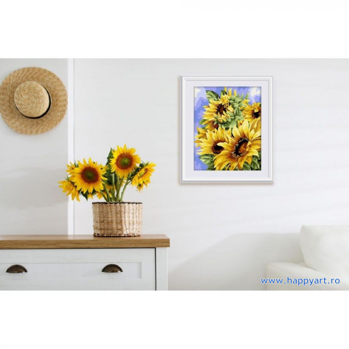 Pictura pe numere Floarea soarelui aurie, kit cu sasiu, 40X50 cm, 18 culori, nivel mediu, B136 [2]