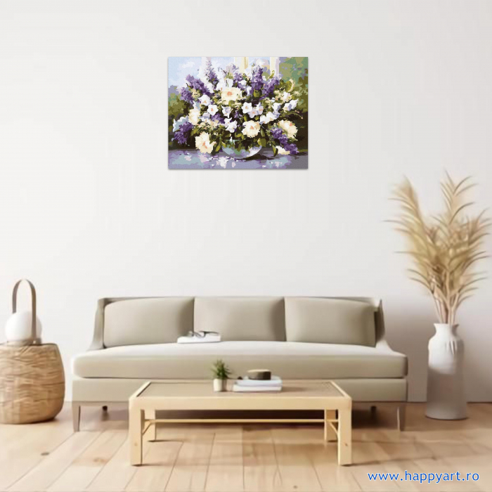 Kit pictura pe numere Flori de mai, cu sasiu, 40X50 cm, 32 culori [2]