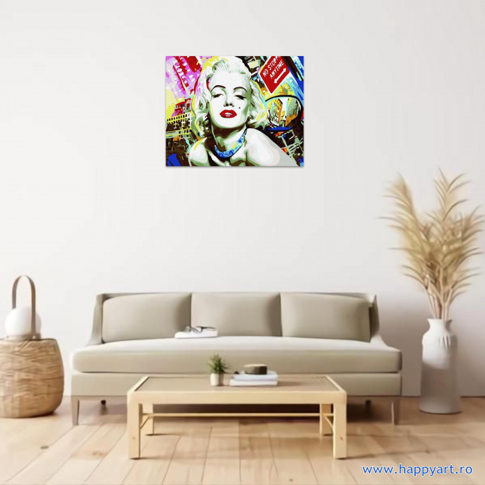 Kit pictura pe numere Frumoasa Marilyn, cu sasiu, 40X50 cm, 23 culori [2]