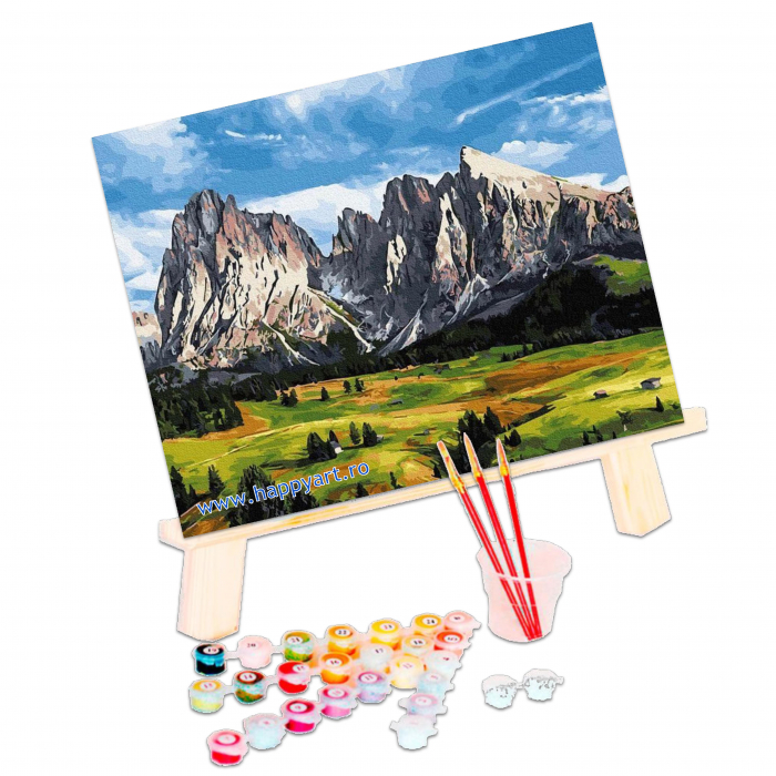 Kit pictura pe numere, Linistea muntelui, cu sasiu, 50x65 cm, 28 culori [3]