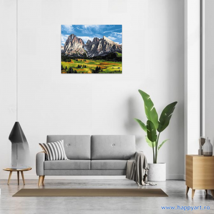 Kit pictura pe numere, Linistea muntelui, cu sasiu, 50x65 cm, 28 culori [2]