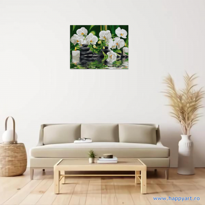 Kit pictura pe numere Orhidee Zen, cu sasiu, 30x40 cm, 24 culoriKit pictura pe numere Orhidee Zen, cu sasiu, 30x40 cm, 24 culori [2]