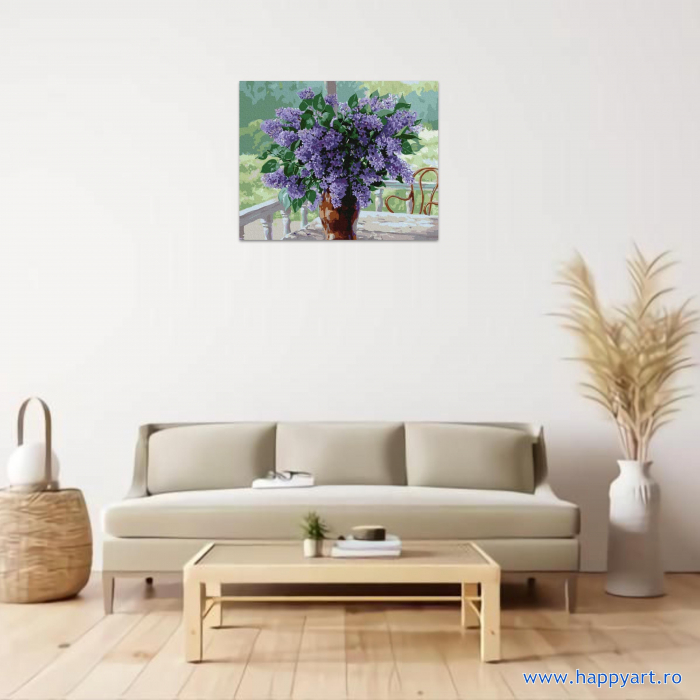 Kit pictura pe numere Liliac de primavara, cu sasiu, 40X50 cm, 25 culori [2]