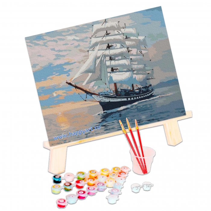 Kit pictura pe numere Nava de razoi, cu sasiu, 40X50 cm, 23 culori [3]