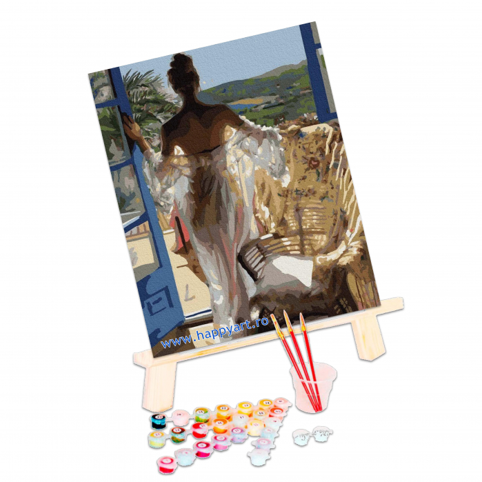 Kit pictura pe numere O dimineata grozava, cu sasiu, 40X50 cm, 27 culori [3]