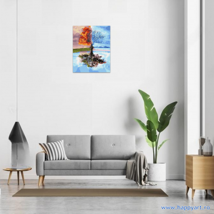 Kit pictura pe numere Patru anotimpuri, cu sasiu, 50x65 cm, 29 culori [2]