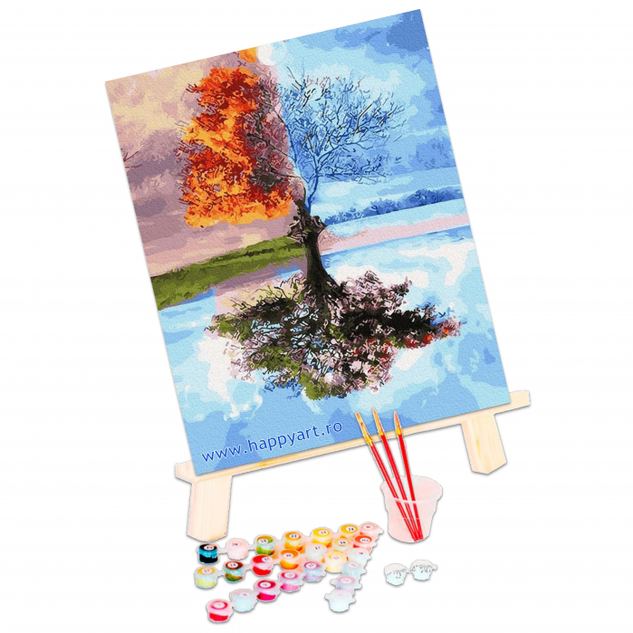 Kit pictura pe numere Patru anotimpuri, cu sasiu, 50x65 cm, 29 culori [3]