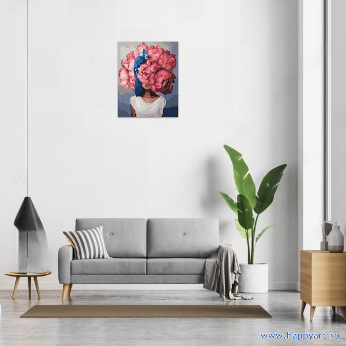 Kit pictura pe numere, Portret floare, cu sasiu, 50x65 cm, 28 culori [2]