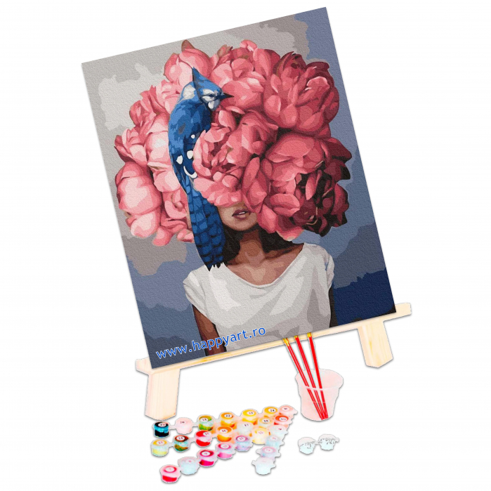 Kit pictura pe numere, Portret floare, cu sasiu, 50x65 cm, 28 culori [3]
