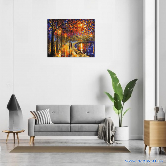 Kit pictura pe numere Seara in parc, cu sasiu, 50x65 cm, 24 culori [2]