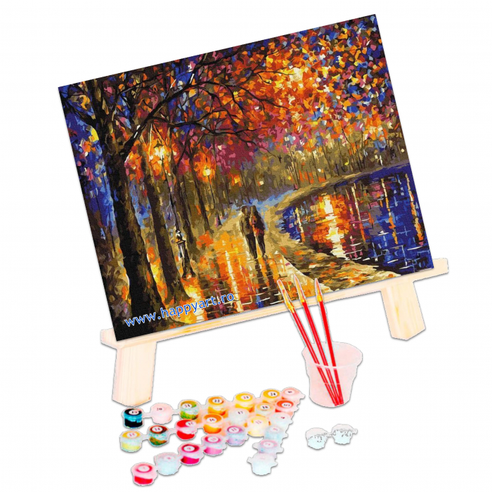 Kit pictura pe numere Seara in parc, cu sasiu, 50x65 cm, 24 culori [3]